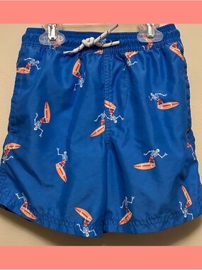 Wonder Nation Kids Surf Print Swim Trunks - Blue